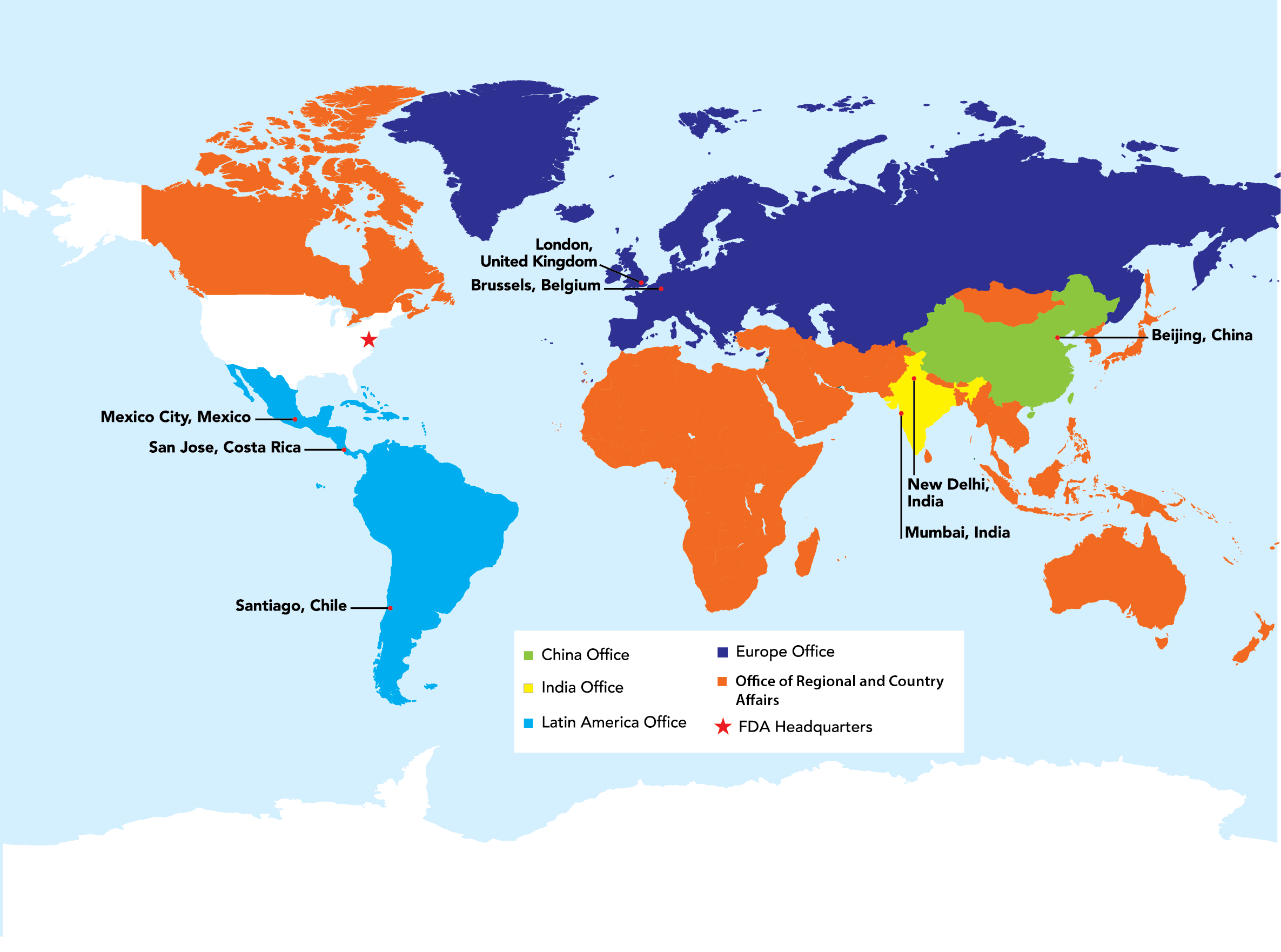 Map of FDA offices in other countries