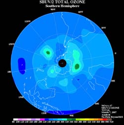 Satellite view of ozone hole.