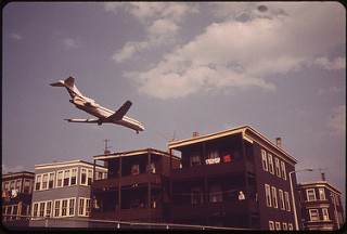 Near Logan Airport - Airplane Coming in for Landing Over Frankfort Street at Lovell Street Intersection | by The U.S. National Archives