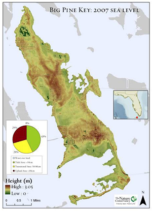 Map depicting sea level in 2007 on Big Pine Key