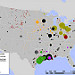 Map of the contiguous United States shows the location of facilities that produce high-value chemicals/products and the amount of carbon dioxide emitted.