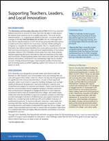Supporting Teachers, Leaders and Local Innovation