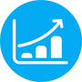 Graphic showing a simple bar chart with an upward moving arrow