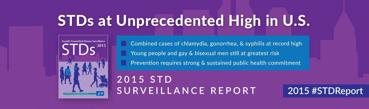 2015 STD Surveillance Report. Combined cases of chlamydia, gonorrhea, and syphilis at record high. Young people and gay & bisexual mean still at greatest risk. Prevention requires strong & sustained public health commitment.