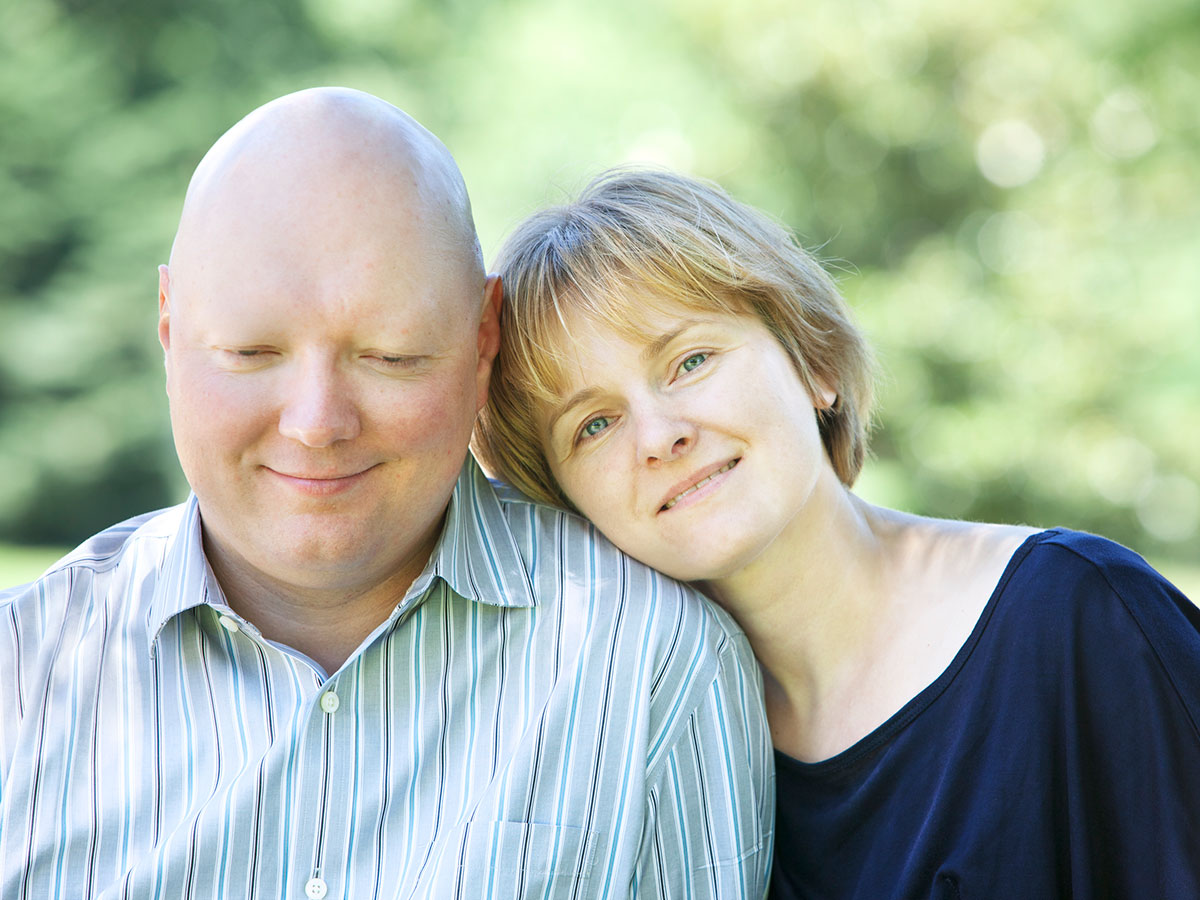 Bald Man with Cancer and his Wife