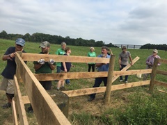 Volunteers help BLM build fence to protect meadow on National Public Lands Day.