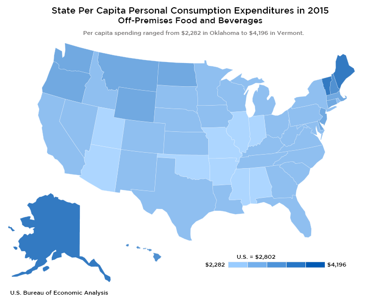 State Per Capita Consumer Spending on Groceries
