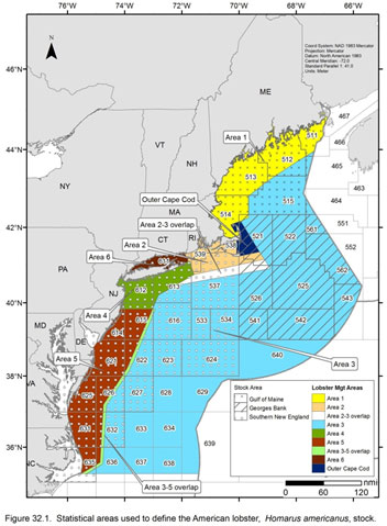 Map of the seven Lobster Management Areas