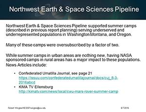 Thumbnail of PowerPoint slide entitled "Northwest Earth & Space Sciences Pipeline"