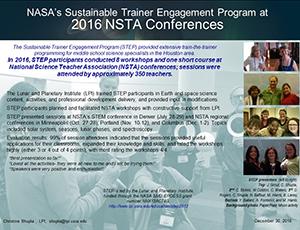 Thumbnail of PowerPoint slide entitled "NASA’s Sustainable Trainer Engagement Program at 2016 NSTA Conferences"