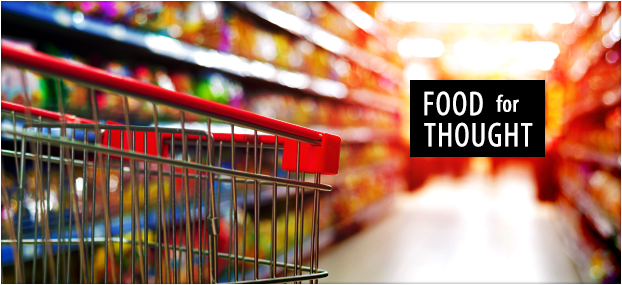 A photo of a shopping cart in a grocery store