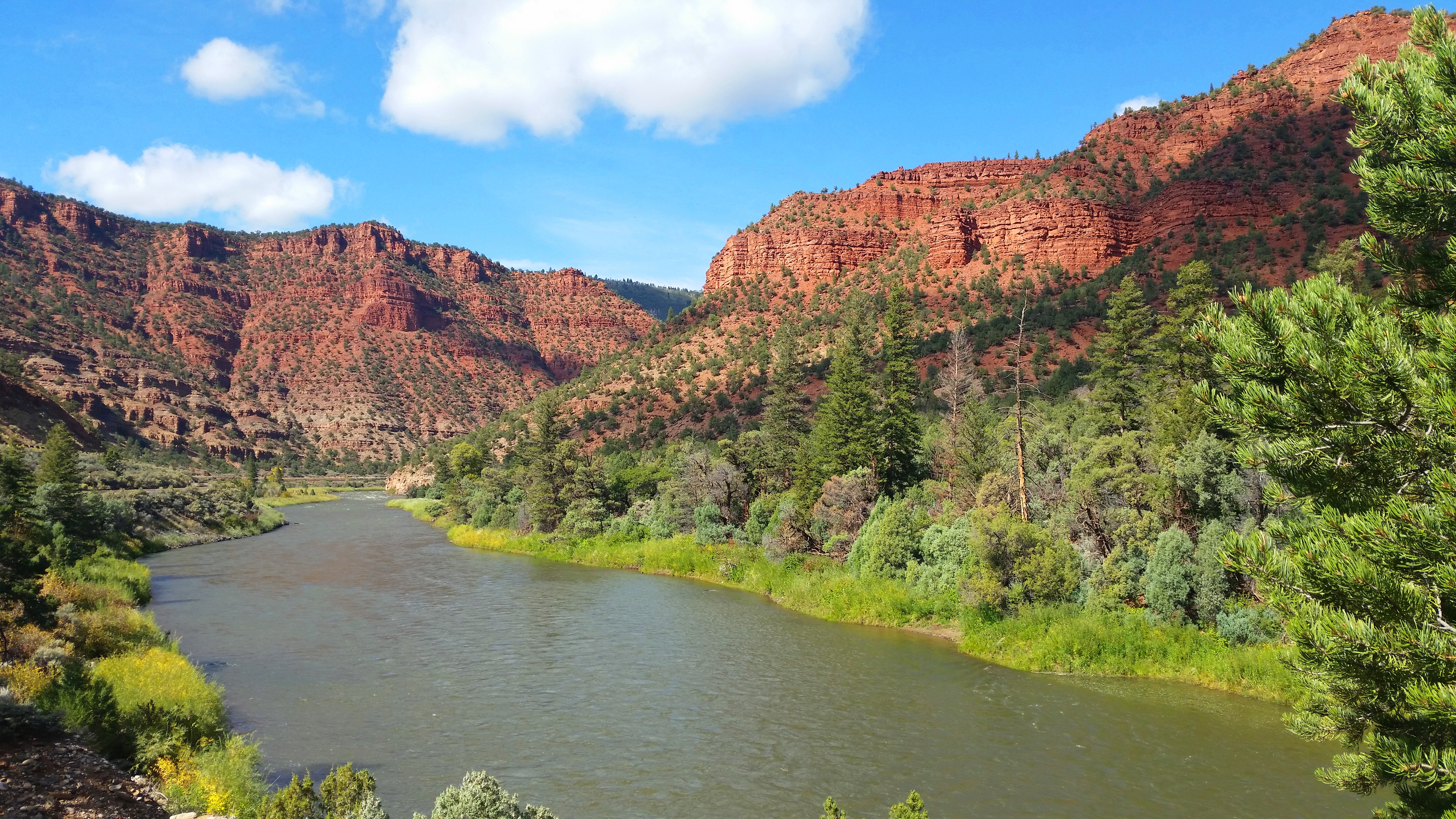 The Colorado River winds through colorful canyons and valleys in Eagle County, Colorado.