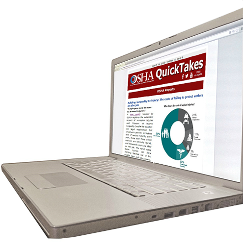 Image of a notebook computer showing an example OSHA QuickTakes page