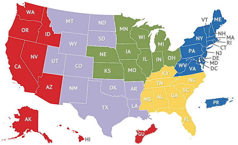 Region map by state