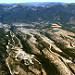 High southwest aerial view of  Los Alamos National Laboratory (left) and Los Alamos townsite (middle and right).