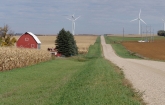 Wind turbines for renewable energy production on Midwestern farm