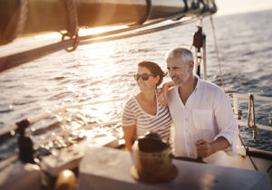 Dreamy vintage shot of senior couple enjoying a leasure cruise