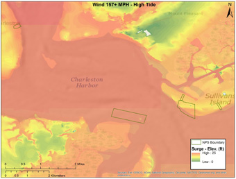 Fort Sumter storm surge map