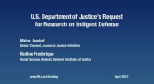 Still image linking to the discussion of DOJ's call for research on indigent defense