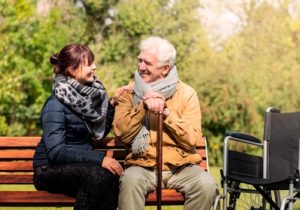 elderly man and woman in the park