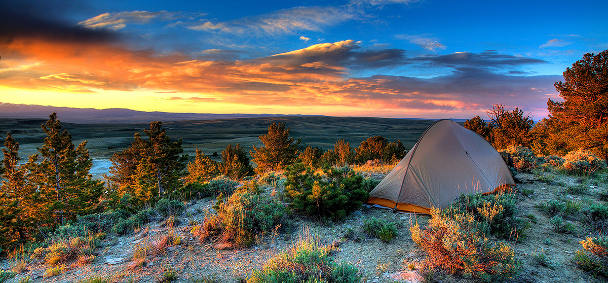  Camping at sunset in the Oregon Buttes WSA