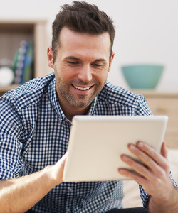 A man uses a tablet