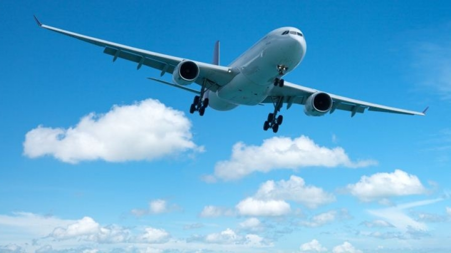 Photo of airplane as seen from below