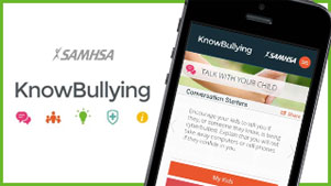 KnowBullying, a free smartphone app created by SAMHSA, provides parents, caretakers, educators, and others with information and communication support to help prevent bullying and build resilience in children.