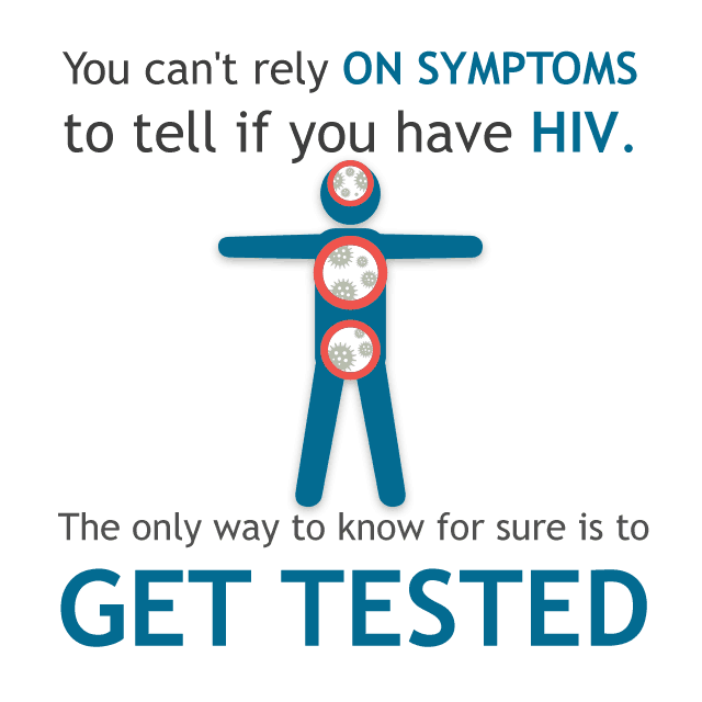 You can't rely on symptoms to tell if you have HIV. The only way to know for sure is to get tested.