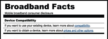 Sample Mobile Broadband Services Consumer Label Thumbnail