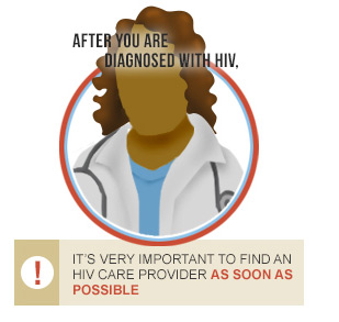 After you are diagnosed with HIV, it's very important to find an HIV care provider as soon as possible