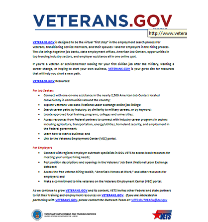 Veterans.Gov Fact Sheet