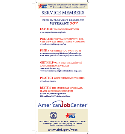 Service Member, Spouse and Caregiver Resource Card 