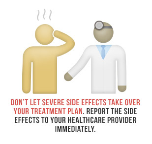Don't let severe side effects take over your treatment plan. Report the side effects to your healthcare provider immediately.