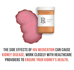 The side effects of HIV medication can cause kidney disease. Work closely with healthcare providers to ensure your kidneys health.