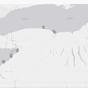 map of beach status of Lake Ontario and Lake Erie in New York