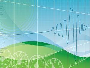 Abstract illustration associated with the Uniform Methods project with images that reference a utility meter reading and a sine wave.