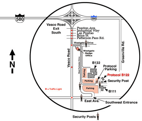 Detailed Map of LLNL Westgate Badge Office