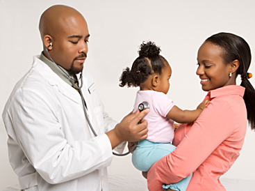 	doctor checking a baby with stethoscope