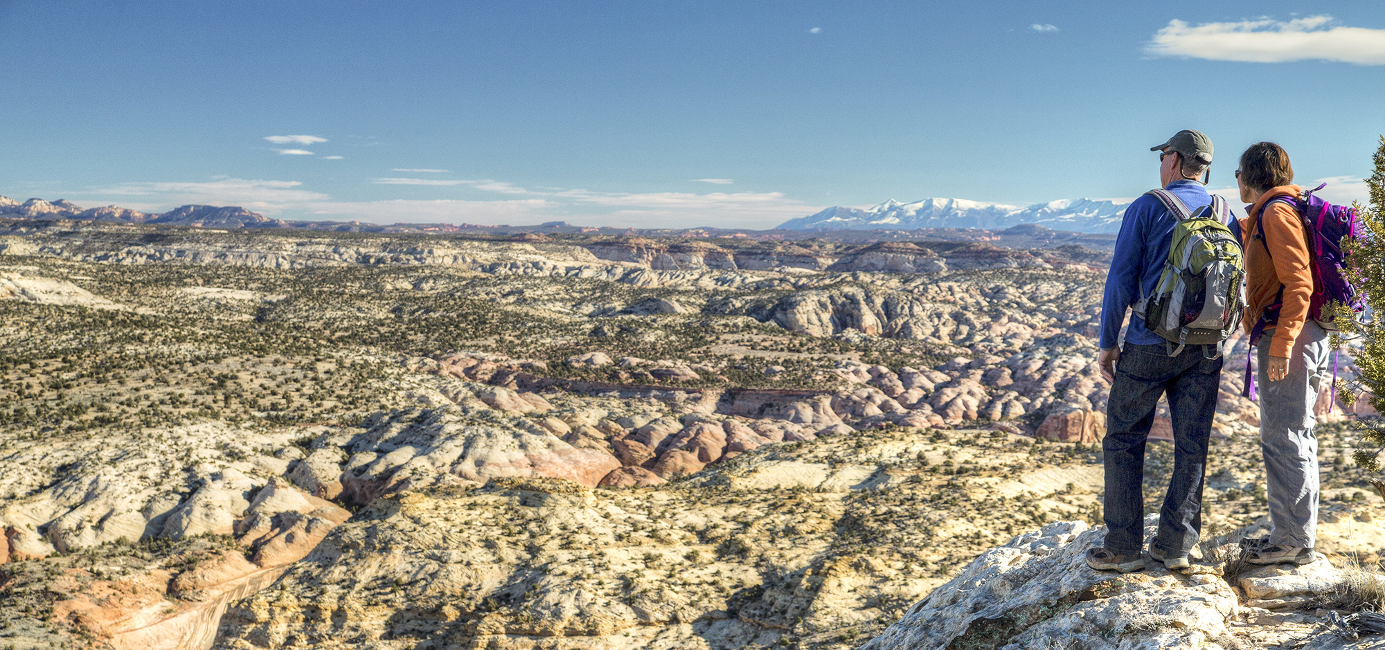 Hikers look out over the Grand Staircase-Escalante National Monument.