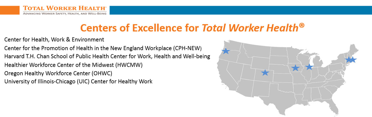 Banner promoting Centers of Excellence for Total Worker Health