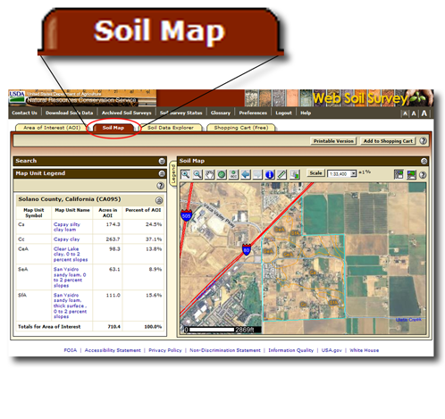 Soil Map tab - Click to close