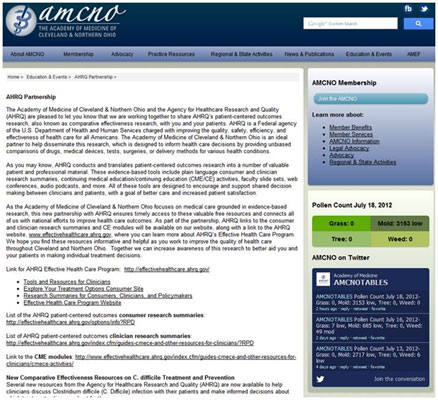 Screen shot of partnership Web page
