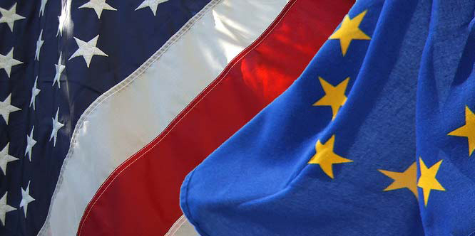 US and EU flags.