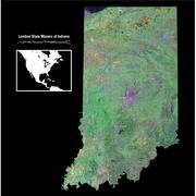 Image shows a satellite mosaic of the state of Indiana