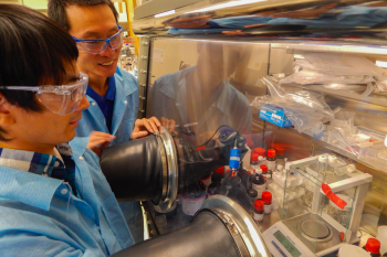 These researchers are part of a team studying the use of hydrogen for longer-lasting batteries. | Photos by Julie Russell, LLNL.