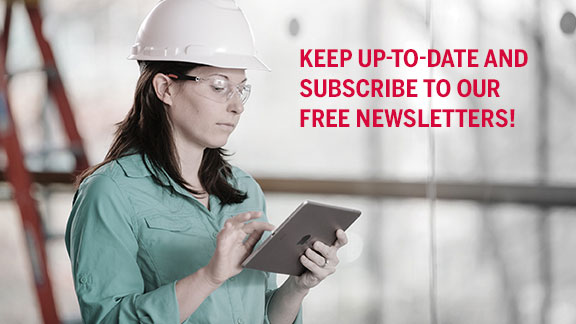 Woman in hard hat as part of promotion of NFPA newsletters