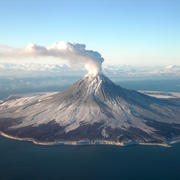 A gas plume arising from Augustine Volcano during it's eruptive phase 2005-06.