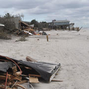 homes damaged by hurricane Sandy on Fire Island, New York