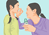 	Illustration of a woman applying insect repellant to a girl